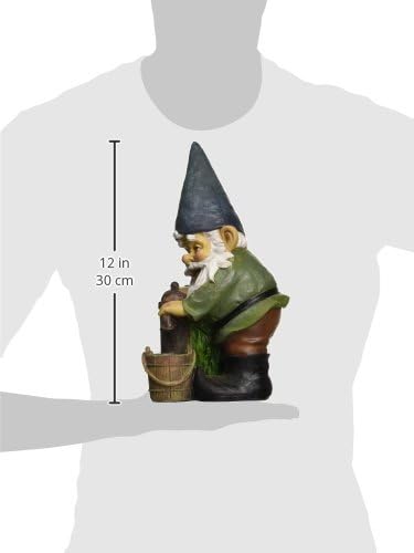 Design Toscano Garden Gnome Statue - Water Pump Pete Garden Gnome - Lawn Gnome Full Color