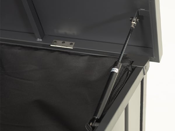 Outdoor Storage Box, 200 Gallon Metal Deck Box Built-in a Oxford Fabric Storage Bag, Lockable & Waterproof Outside Patio Storage Box - Gray