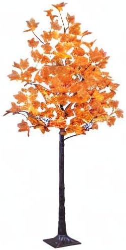 LIGHTSHARE 6FT 120LED Artificial Lighted Maple Tree Warm White Fall Decorations Indoor Ourdoor, Orange