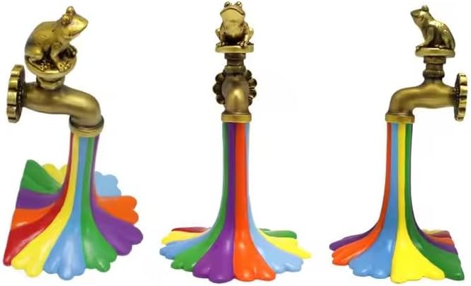 Rainbow Frog Decorative Faucet Garden Art Handpainted Frog Decor for Garden