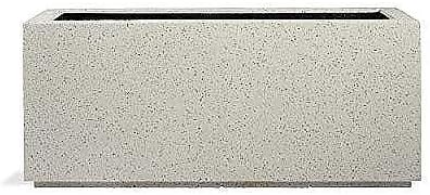 PolyStone Milan Tall Modern Outdoor/Indoor Rectangular Trough Planter, 46" W x 19" H, Lightweight, Heavy Duty, Weather Resistant, Polymer Finish, Commercial and Residential (White Granite)