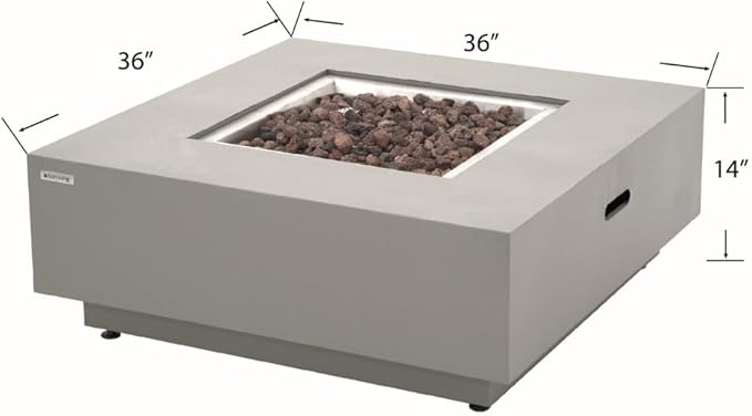 Ashton 36” Propane Fire Pit Smokeless Firepit Converts to Outdoor Gas Fire Pit for Outside Patio Firepit Table Includes Windscreen Rain & Tank Cover Lava Rocks Lid CSA Certified