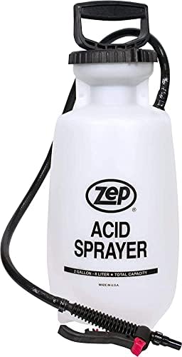 Zep Acid Sprayer - 2 Gallon (Each) - 783101- Industrial Grade Chemical Resistant Pump Action, Adjustable Nozzle, Refillable Spray Bottle for Cleaning Solutions