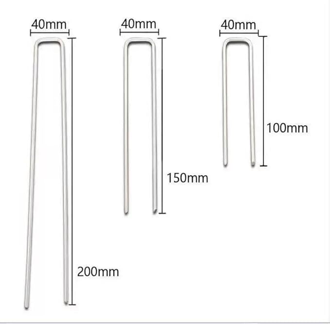 8 inch 20 Pack Silver Galvanized Landscape Staples 11 Gauge Garden Stakes Pins Anti-Rust Ground Stakes U-Shaped Tent Stakes are Used for Weed Barrier, Irrigation Tubing, Yard Lawn, Landscape Fabric