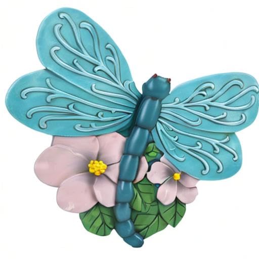 NAT & Jules Animal Character Shaped Dimensional Indoor Outdoor 11 inch Cast Resin Decorative Garden Stepping Stone, Patio, Walkway Sculpture Yard Art, Teal Blue Dragonfly