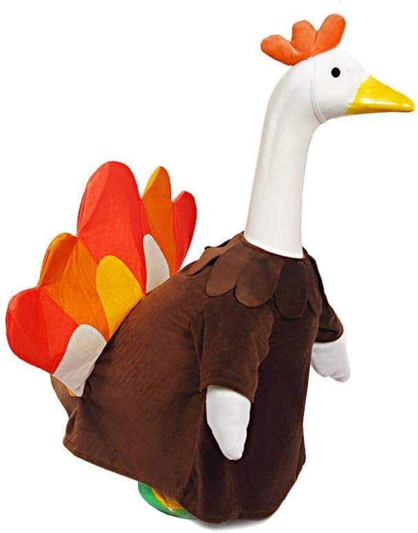23 Inch Porch Goose Outfit, Seasonal Holiday Decor for Lawn Statues, Halloween Thanksgiving Christmas Goose Clothes Outdoor Costume for Plastic Garden Geese (Turkey Goose Outfits, One Size)