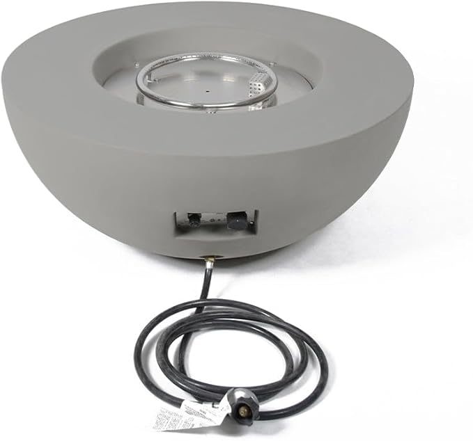 Modeno ROCA Outdoor Gas Firepit Table 34 Inches Fire Pit Patio Heater Concrete Outside Electronic Ignition Backyard Fireplace Cover Lava Rock Included Natural Gas