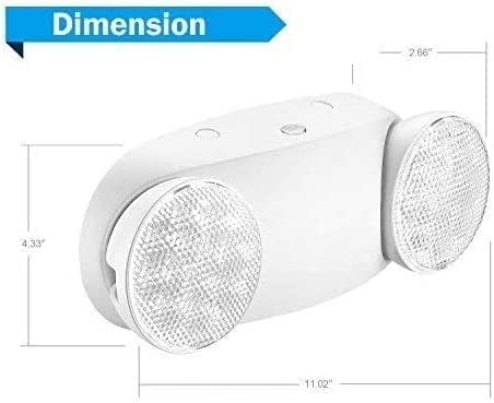 6 Packs White LED Emergency Lights with Battery Backup, Two Head Adjustable Emergency Lighting Fixtures-Fireproof Materials-Emergency Lighting Fixture/Emergency Light Home