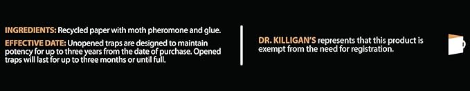 Dr. Killigan's Premium Double Potent Pantry Moth Traps with Pheromones Prime, Sticky Indian Meal Moth Traps for Kitchen, How to Get Rid of Moths in House, Organic Moth Pheromone Traps (20 Pack, Black)