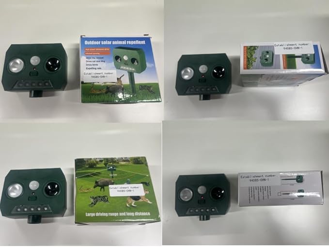 2025 Solar Ultrasonic Raccoon Squirrel Deer Repellent Rabbit Deterrent Animal Repeller Sonic Fortress Pro with Flash Light Motion Sensor to Keep Cat Dog Fox Skunk Out of Garden Yard(2Pack)