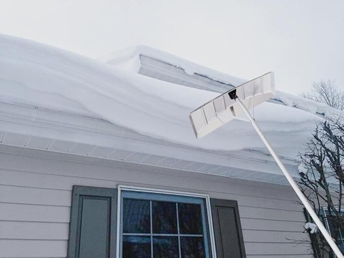 20 Feet Snow Roof Rake, 25 Inch Aluminum Blade and Handle, Snow Rake Telescoping Snow Removal Tool