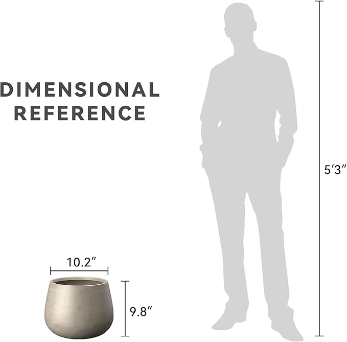 Kante Curva Series Planter, 10.2 Inch Round Concrete Flower Pot with Draiange Hole and Rubber Plug, Suitable for Indoor Plants, Home, Garden, Patio, Weathered Concrete