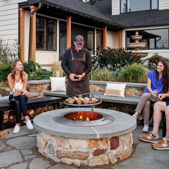 Breeo Zentro Stainless Steel Fire Pit Insert - Smokeless Firepit Ring Insert for Outdoor Fire Pit - for Outside Block, Stone, & Concrete Backyard Firepit Surrounds - Lid Included - Round 30"