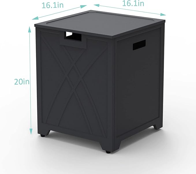 Propane Tank Cover Table, Square Propane Tank Holder Hideaway for 20 lb Propane Tanks, Gas Tank Storage Side Table - Carbon Gray