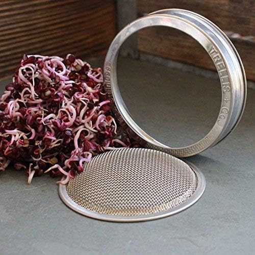 | Stainless Steel Sprouting Kit, 4 Pack with Sprouting Stands | Rust Proof 316 Stainless, Curved Mesh, Fits Most Wide Mouth Mason Jars | Grow Your Own Organic Sprouts from Seeds