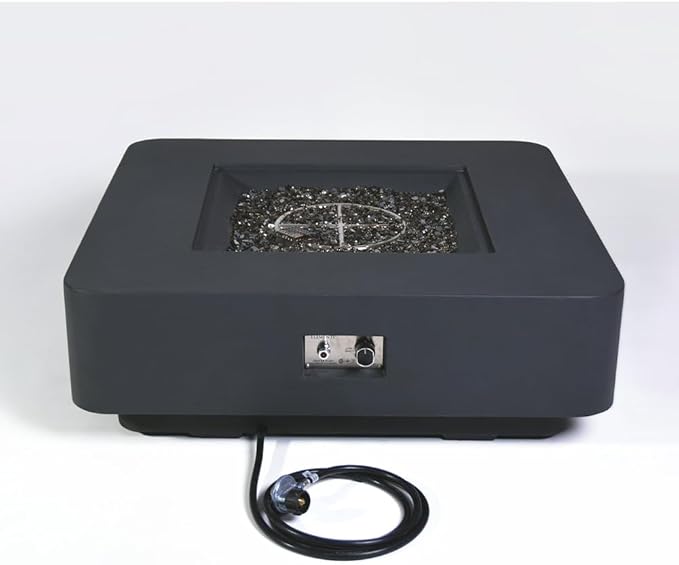 Bergamo Concrete Fire Pit 42".1 x 42 Outdoor Patio Firepit Includes Fire Glass Modern Fire Pits & Outdoor Fireplaces for Garden, Deck, Indoor & Outdoor Heating