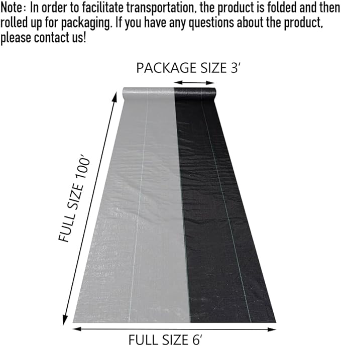 ZXMOTO Weed Barrier 6FT x 100FT Heavy Duty Weed Barrier Landscape Fabric with 20 U-Shaped Pins,3.2oz Weed Block Gardening Mat Weed Control Cloth