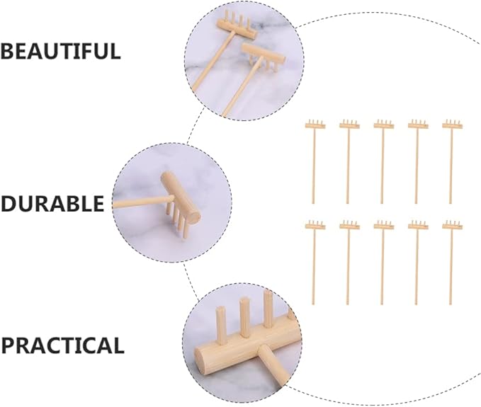 DOITOOL Mini Zen Garden Tool Rake Set, 10pc Sand Rake Tool, Meditation Feng Shui Decor Accessories for DIY Home Office Tabletop Decor