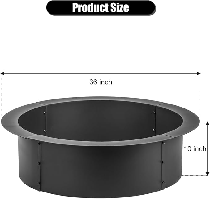36 inch Fire Pit Ring, Firepit Ring for Camping, Wood Burning Fire Pit for Outside,Yard,Garden,Outdoor Fireplace