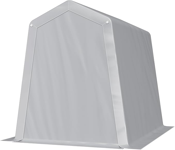 VEVOR 6x8x7 FT Portable Outdoor Storage Shed, Heavy-Duty Waterproof Shelter with Roll-Up Zipper Door & Vents, UV-Resistant Carport for Motorcycle, Bike, Lawn Mower, Tools, Gray