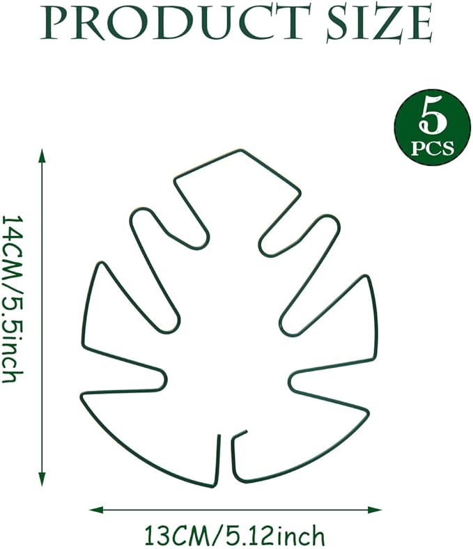 Spiritlele 5 Pcs Green Plant Stem Support Holder Set Monstera Plant Support Clamp Growth Accessories for Indoor Plants Small