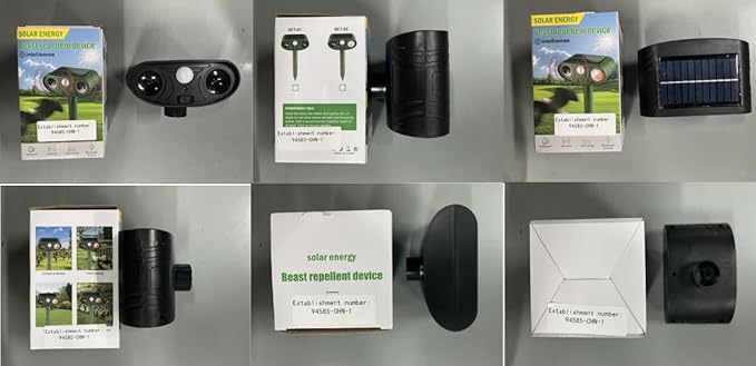 Solar Ultrasonic Animal Repellent Outdoor, Deer Repellent Devices, Waterproof Cat Rabbit Repeller with Motion Detection Flash Light to Deterrent Squirrel Dog Skunk Raccoon for Garden Yard Farm(4Pack)