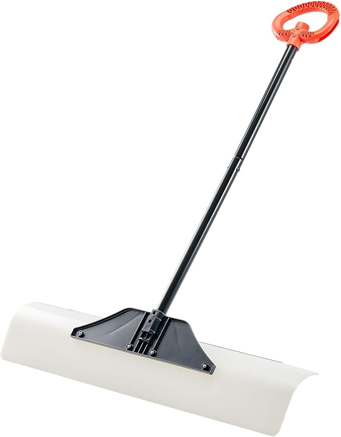 VEVOR Snow Pusher, 36 inch Wide Push Snow Shovel Plow for Driveway, Sidewalks and Doorways with Segmented Handle, Ergonomic Grip and HDPE Plastic Blade