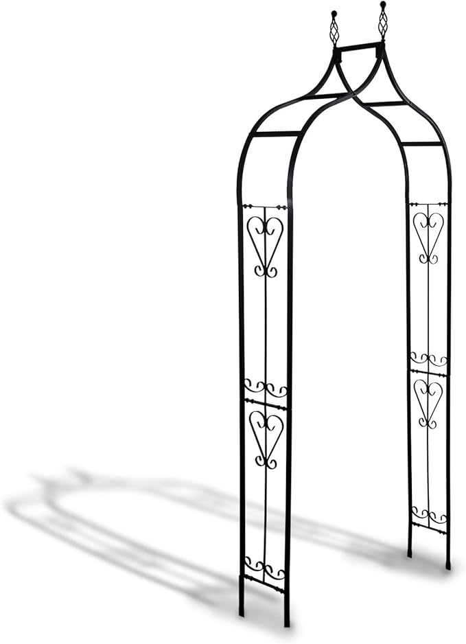 Garden Arch Trellis 14.2" L x 46.5" W x 98.4" H, Black Iron Arbor, Courtyard Arbor Trellis for Various Climbing Plants Rose, Outdoor Archway Wedding Ceremony Party