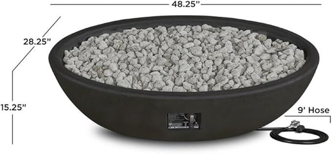 Riverside Oval Propane Fire Bowl in Shale by Real Flame