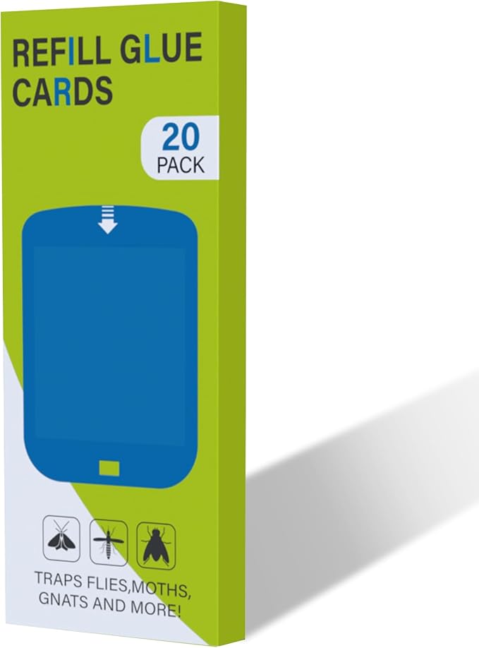 20 Pcs Refill Cartridges for Stem Flying Insect Light Trap, Replacement Glue Card Compatible with Wondercide Indoor Plug-in Blue Light Trap for Fly Bug Mosquito Gnat