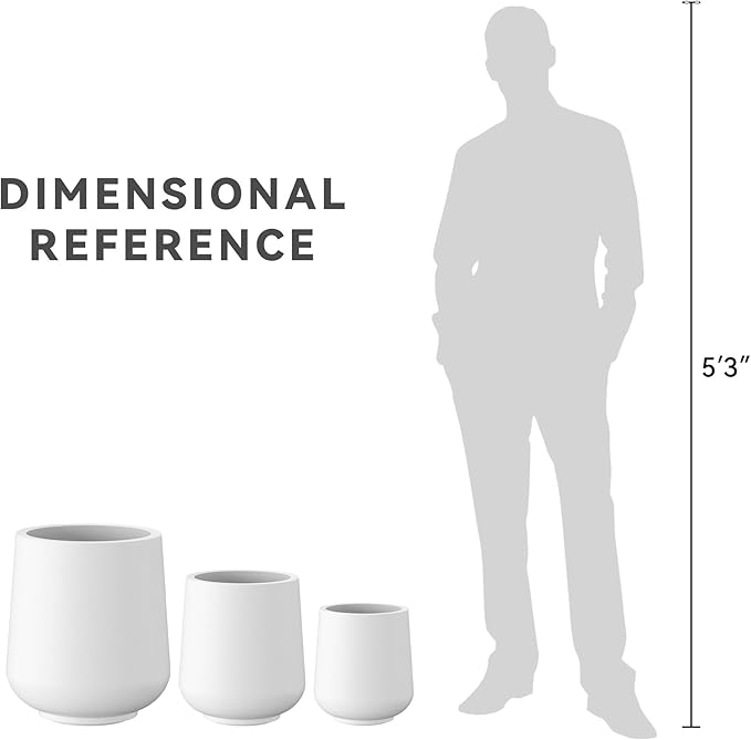 Kante 15.3"+11.6"+8.2" Dia Round Concrete Planter, Large Outdoor Indoor Planter Pots Containers with Drainage Holes and Rubber Plug for Home Garden Patio, Pure White