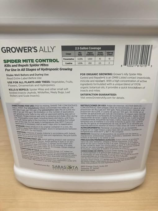 Grower's Ally Spider Mite Control Concentrate 2.5 gal | Natural Spider Mite & Insect Killer with Rosemary Oil - Trusted by Cultivators for Indoor and Outdoor Use