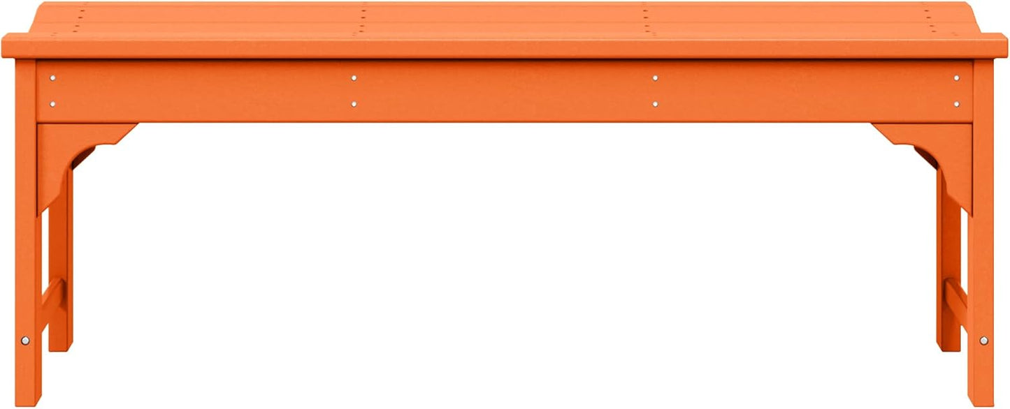 WestinTrends Malibu Outdoor Bench, All Weather Resistant Poly Lumber Backless Patio Garden Bench, Adirondack Curved Bench Seat for Comfort, Orange