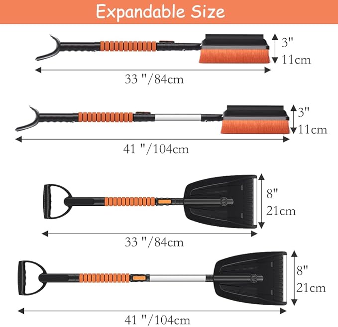 41'' Car Snow Brush and ice Scraper, Snow Shovel for car, Snow Shovel Brooms with Foam Handles 360° Swivel Brooms, Snow Shovels for Cars,Buggies, vehiclesand Trucks