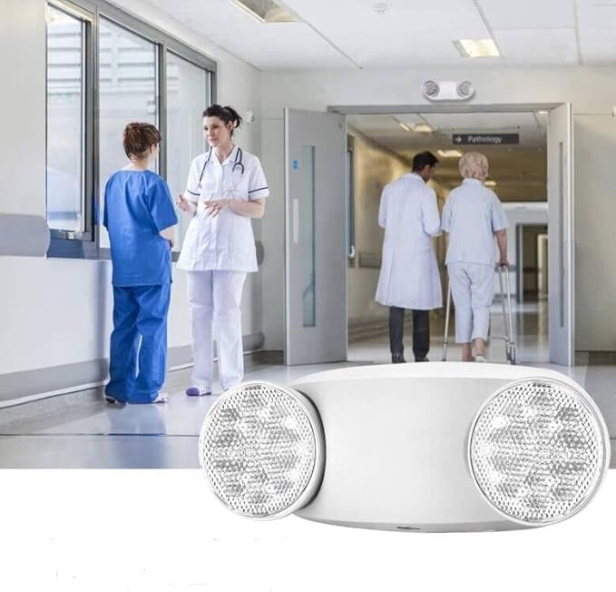2 Pack White LED Emergency Lights with Battery Backup, Two Head Adjustable Emergency Lighting Fixtures-Fireproof Materials-Emergency Lighting Fixture/Emergency Light Home.