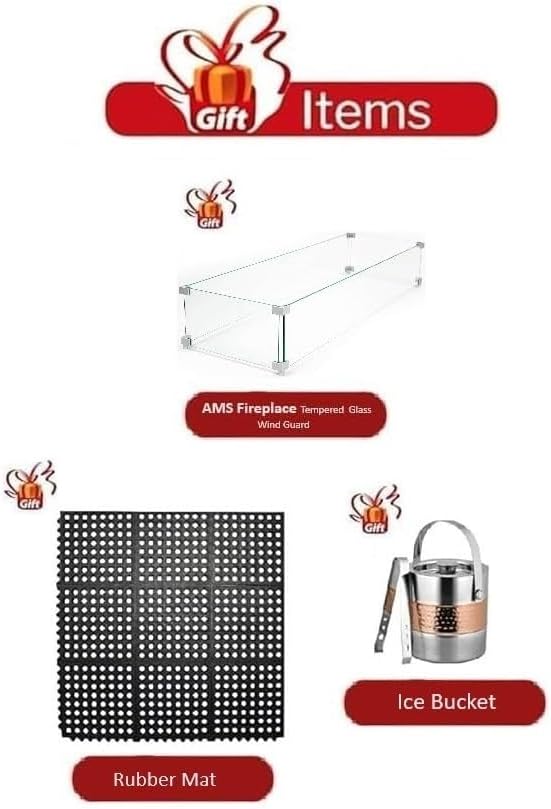 Elementi Granville Gas Fire Pit Bundle Concrete Fire Table, Outdoor Fire Pit Electronic Ignition | Canvas Cover, Lava Rock Included | Free AMS Wind Guard | Dark Gray (Natural Gas)