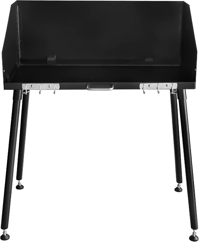 Camp Cooking Table with Foldable Three-Sided Windscreen and Legs, Perfect for Dutch Oven Cooking with Charcoal Briquettes and Food Preparation,38x16