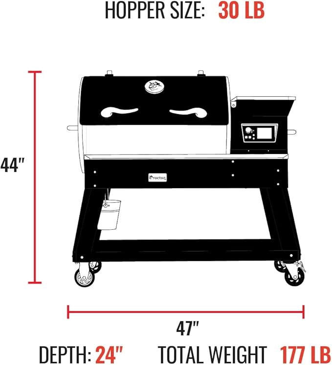 recteq Pellet Grill - Deck Boss 800 Wi-Fi Enabled Electric Pellet Smoker Grill Bundle, Deck Boss + Grilling Basics Bundle