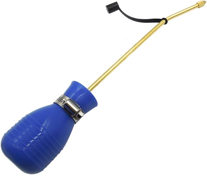 Bug Treatment Powder Duster/Large Diatomaceous Earth Bulb Duster/Powder Applicator/Garden Applicator/Bulb with Long Copper Tube for Indoor and Outdoor Insect Treatment Blue