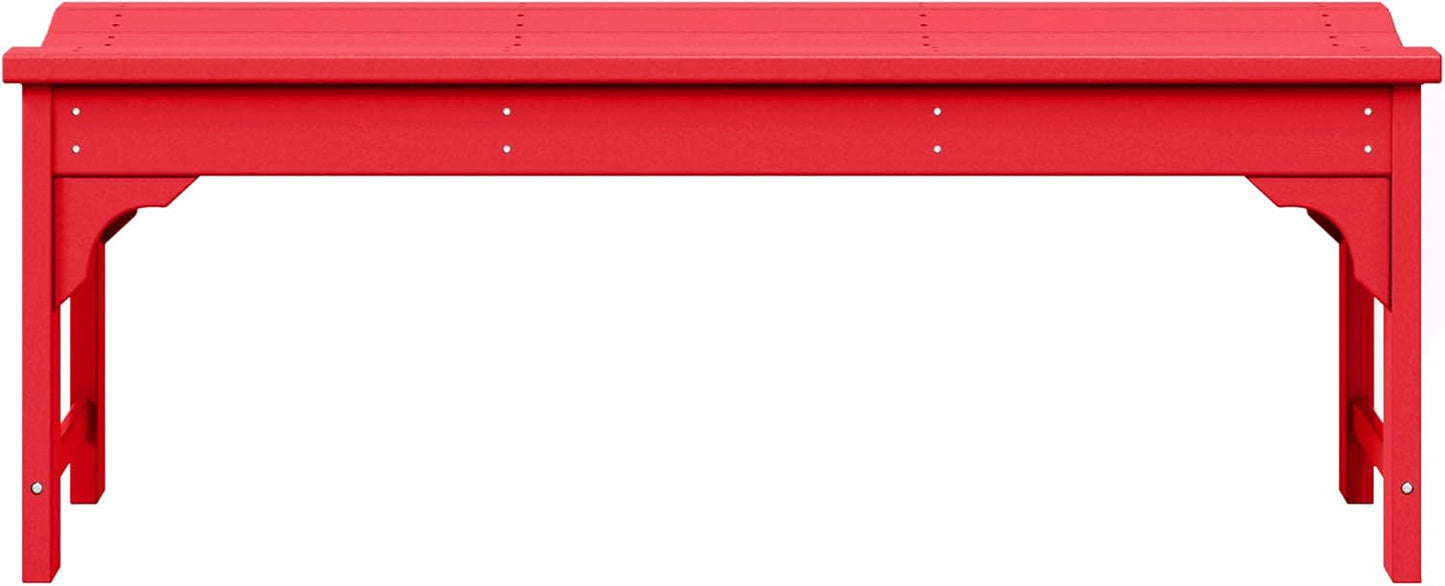 WestinTrends Malibu Outdoor Bench, All Weather Resistant Poly Lumber Backless Patio Garden Bench, Adirondack Curved Bench Seat for Comfort, Red