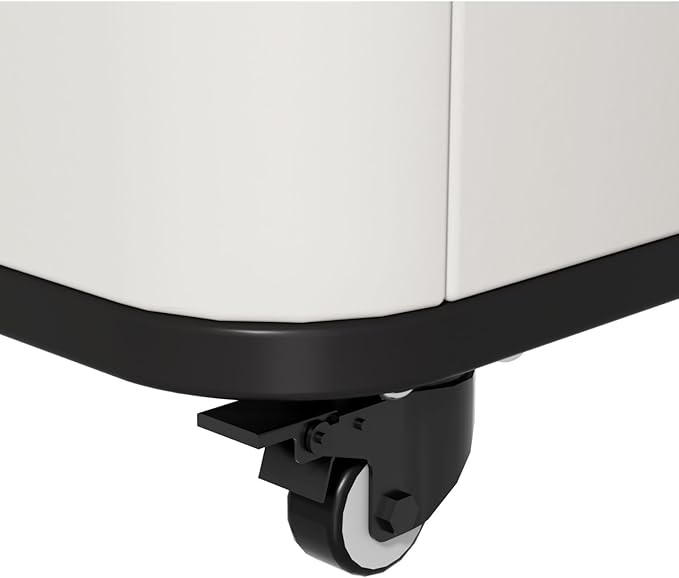 ZZM 110 Gallon Outdoor Deck Box with Wheels, Waterproof Resin Storage Cabinet for Patio