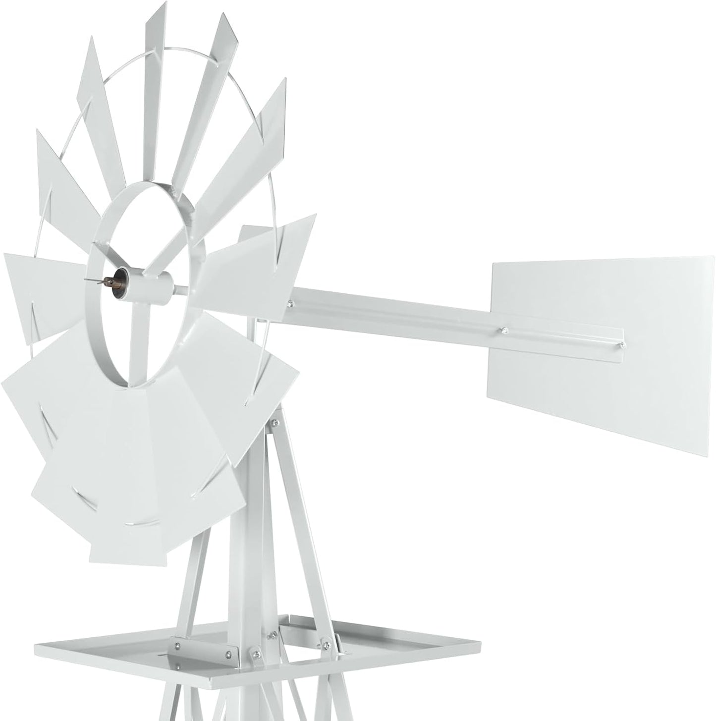 8FT Windmill for Yard Garden Decoration with Weather Vanes,Heavy Duty Outdoor Wind Mills, Large Metal Outdoor Windmill,Weather Resistant,White