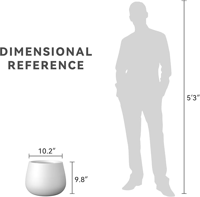 Kante Curva Series Planter, 10.2 Inch Round Concrete Flower Pot with Draiange Hole and Rubber Plug, Suitable for Indoor Plants, Home, Garden, Patio, White