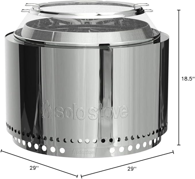 Solo Stove Yukon Big Yard Bundle 2.0 | Incl. Yukon Smokeless Fire Pit with Stand, Shelter, Shield, Portable for Wood Burning, Removable Ash Pan, Stainless Steel, H: 19.8in x Dia: 27in, 50.85lbs
