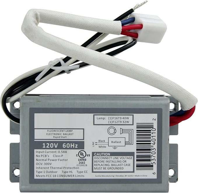 Diodesy- Electronic Ballast Rapid Start 120V 32W Rating 60Hz Fluorescent Circline Ballast Use with 1 Lamp F16T9 (40W) and F12T9 (32W) UL Approved