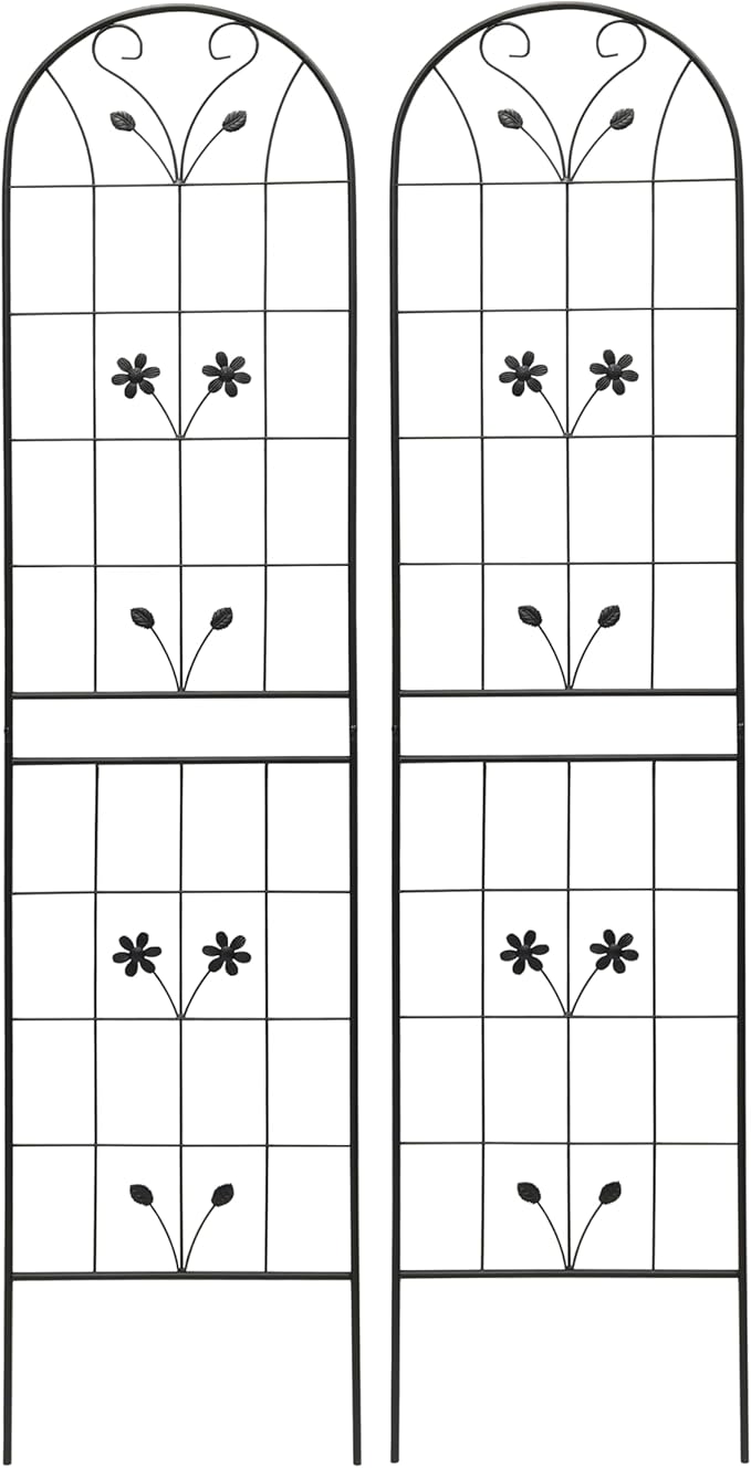 Garden Trellises, 2 Pack Black Metal Coated Rustproof Trellis for Climbing Plants Outdoor, Roses, Vines, Flowers, and Vegetables-19.7×86.7 inches