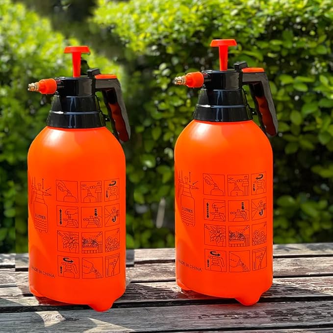 3L Garden Sprayer, Handheld Pump Weed Sprayer 0.8Gallon Hand Pressure Sprayer (3L-2PCS-Orange)
