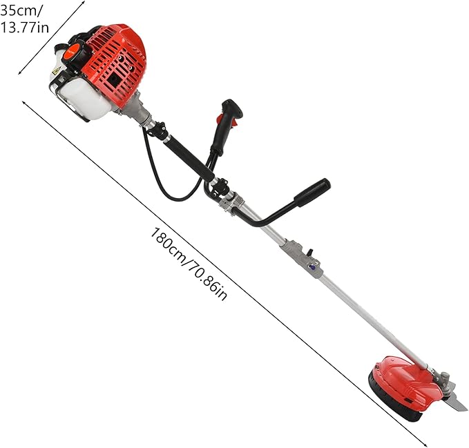 52cc Gas Grass Trimmer, 2 in 1 Petrol Weed Eater, 2-Stroke Weed Whacker Cordless, Backpack Brush Trimmer Garden Tools Red