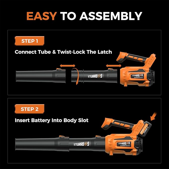 Leaf Blower Cordless - 650CFM Brushless Motor Leaf Blower with 6-Speed Control & Ergonomic Handle - Includes 2 x 5.0Ah Batteries & Fast Charger - Blowers for Lawn Care, Yard, Patio, Leaves, Snow, Dust