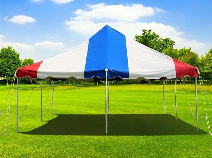 Party Tents Direct 15'x 15' Weekender Canopy Pole Tent with Sidewalls - Easy Up Canopy Tent with 50 Person Capacity - Outdoor Canopies for Parties, Weddings, and Events (Red White and Blue)